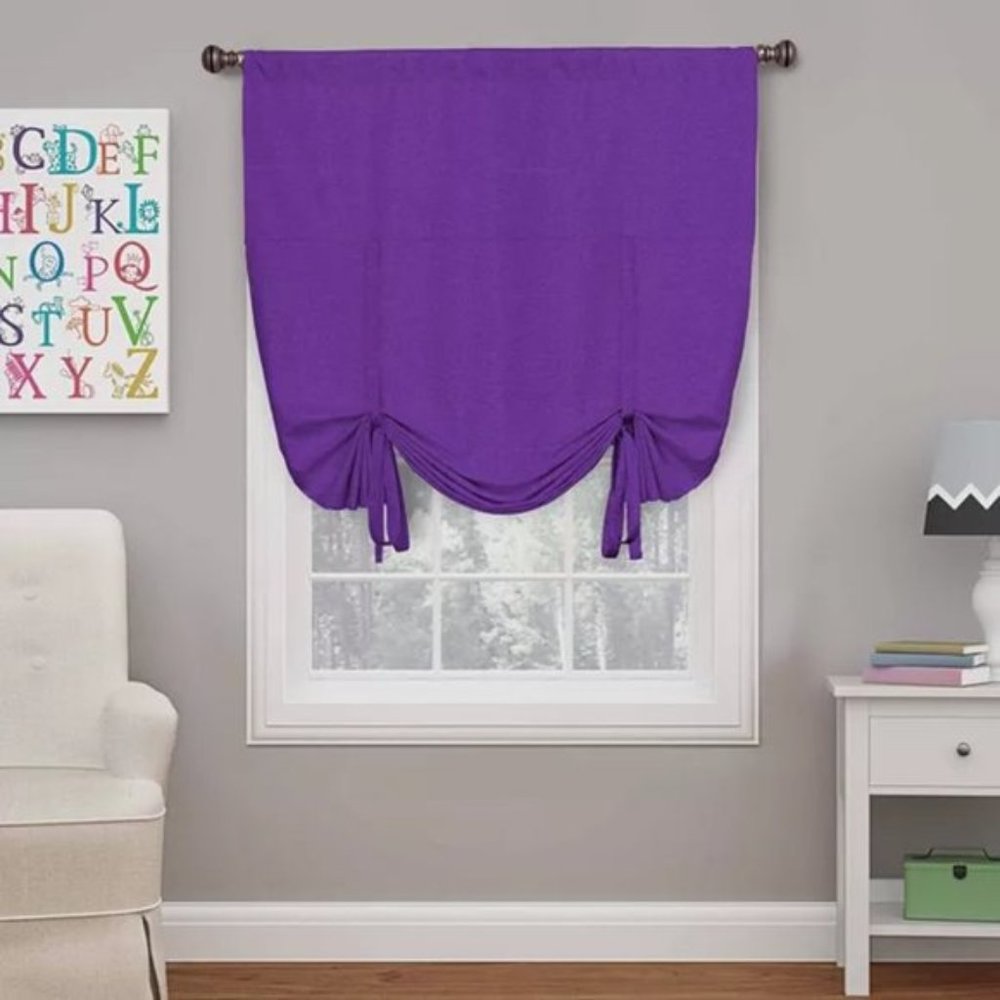 NEW Eclipse Kendall Blackout Balloon Tie Up Shade Curtain Thermaback Purple
